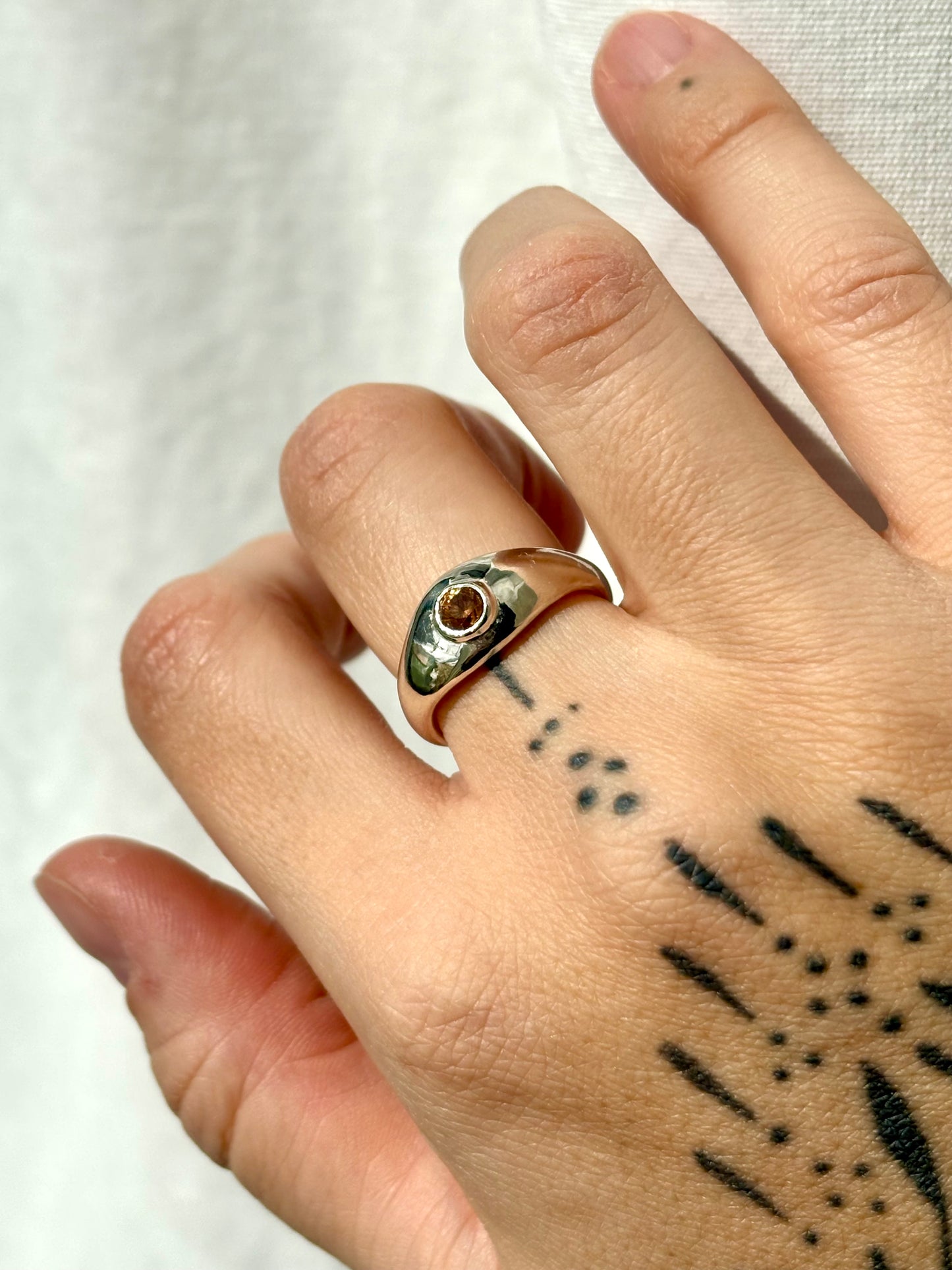 Sand Cast Zircon Ring - Size 7.5