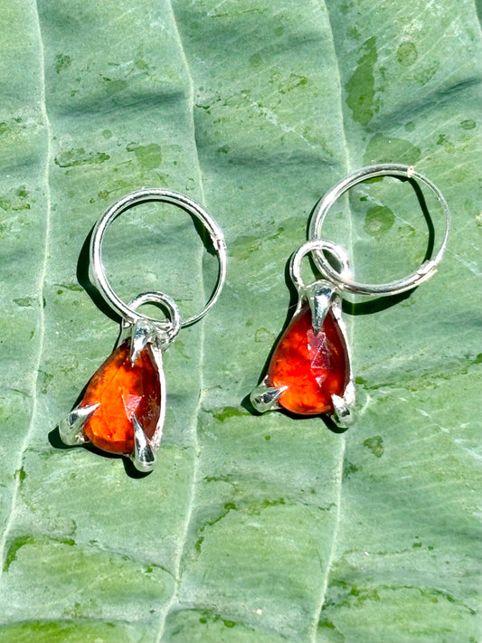 Glowy Garnet Claw Set Earrings