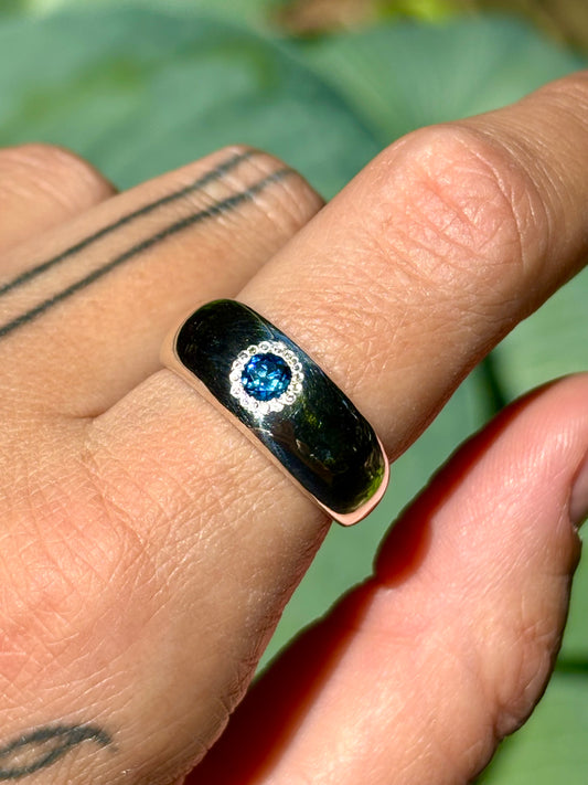 Sand Cast Sapphire Band - Size 8.5