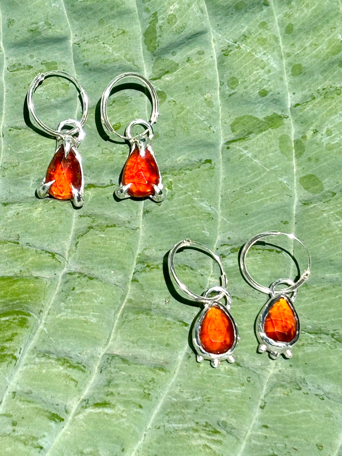 Glowy Garnet Bezel Earrings
