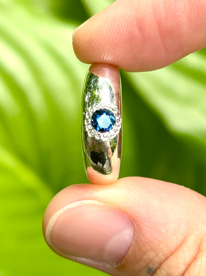 Mini Sand Cast Sapphire Dome Band - Size 5.25
