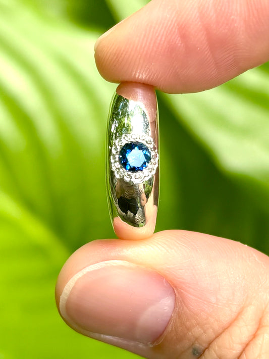 Mini Sand Cast Sapphire Dome Band - Size 5.25