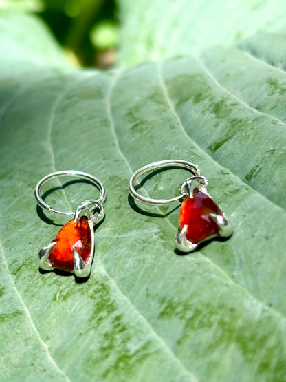 Glowy Garnet Claw Set Earrings