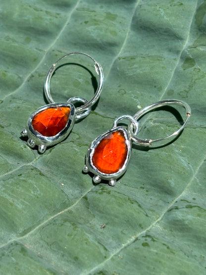 Glowy Garnet Bezel Earrings