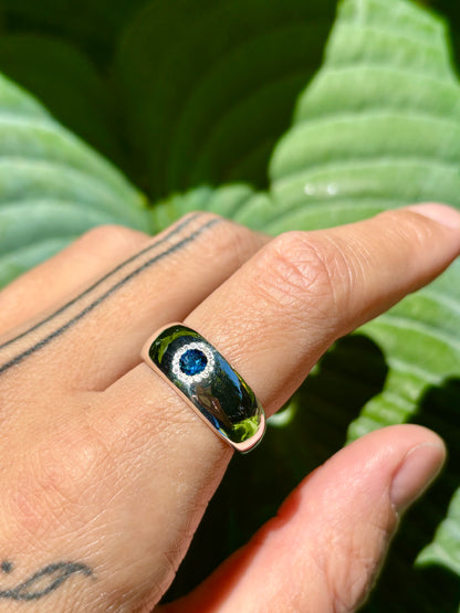 Sand Cast Sapphire Band - Size 8.5