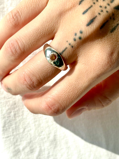 Sand Cast Zircon Ring - Size 7.5