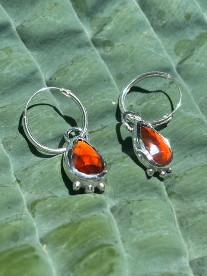 Glowy Garnet Bezel Earrings
