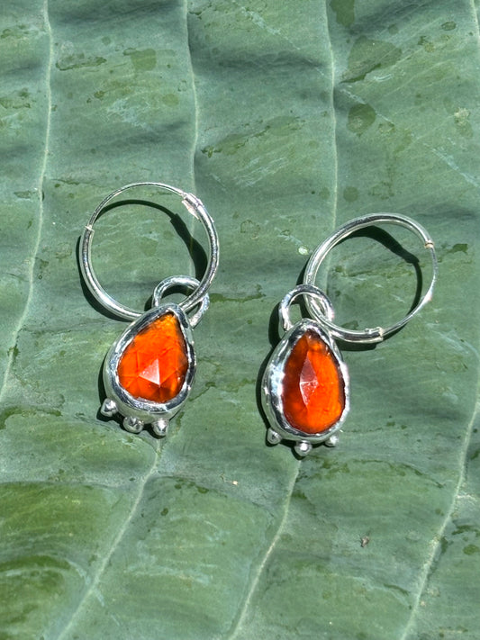 Glowy Garnet Bezel Earrings