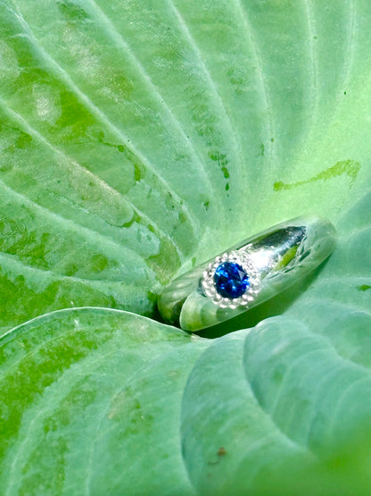 Mini Sand Cast Sapphire Dome Band - Size 5.25