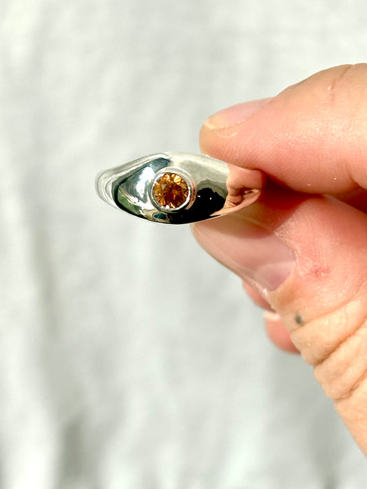 Sand Cast Zircon Ring - Size 7.5