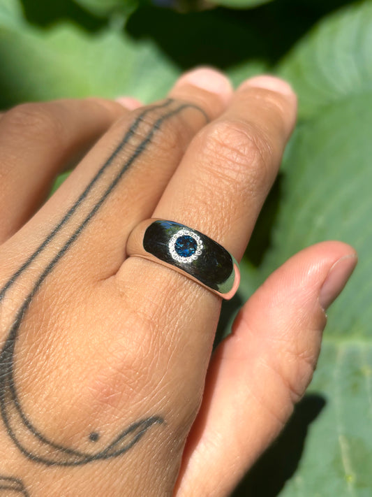 Sand Cast Sapphire Band - Size 8.5