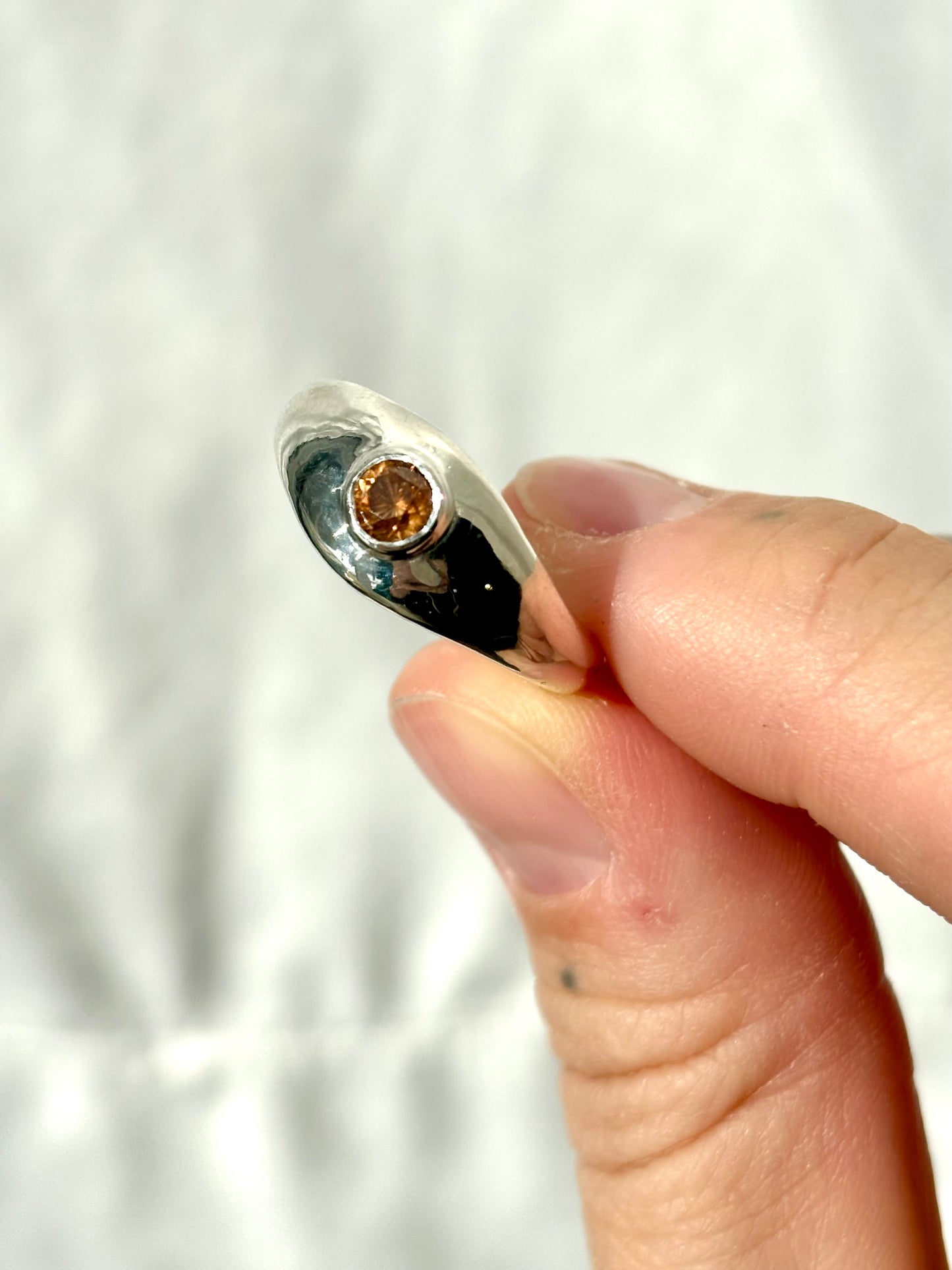 Sand Cast Zircon Ring - Size 7.5