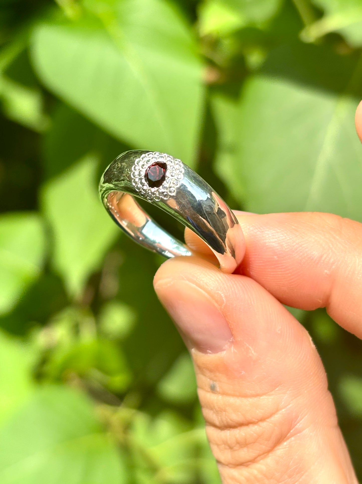 Garnet Dome Ring - Size 9.25