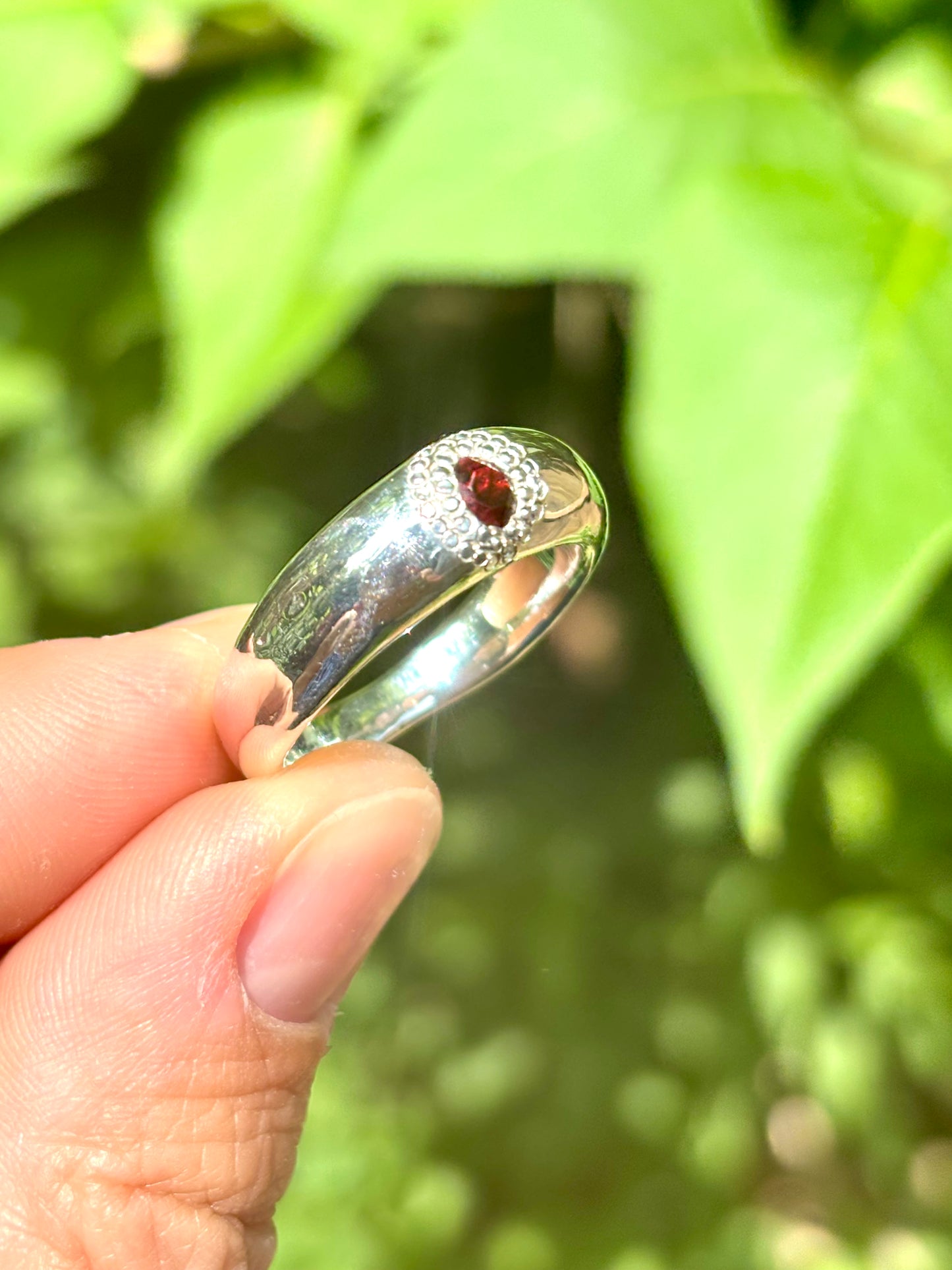 Garnet Dome Ring - Size 9.25
