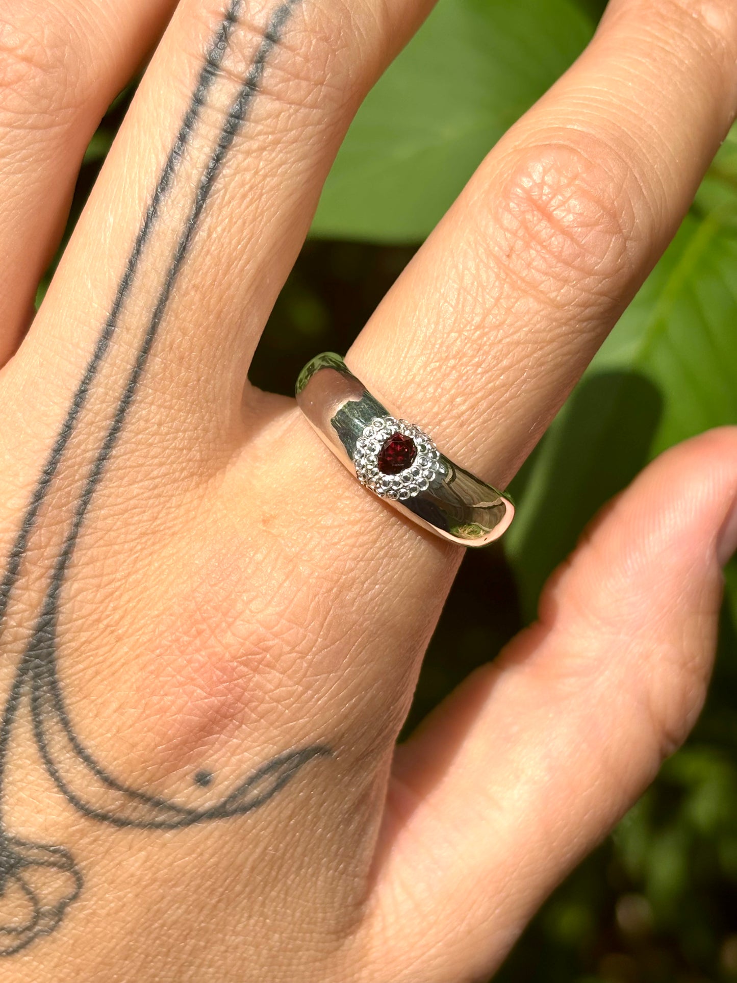 Garnet Dome Ring - Size 9.25