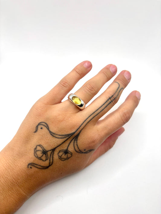 Sand Cast Citrine Ring - Size 6.75