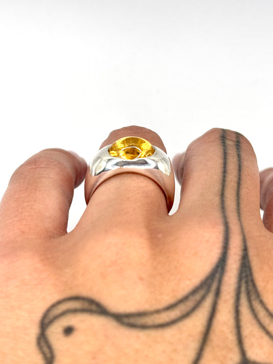 Sand Cast Citrine Ring - Size 6.75