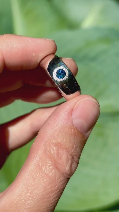 Sand Cast Sapphire Band - Size 8.5
