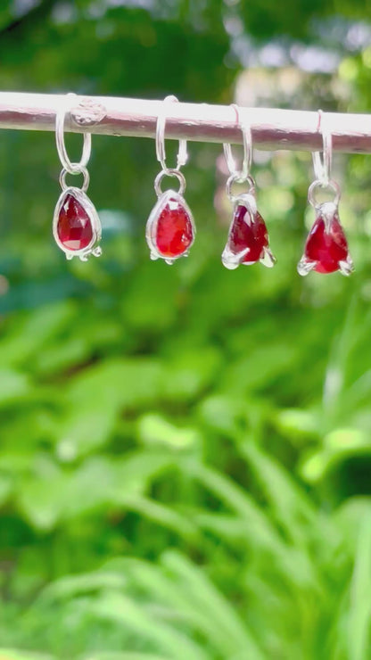 Glowy Garnet Claw Set Earrings