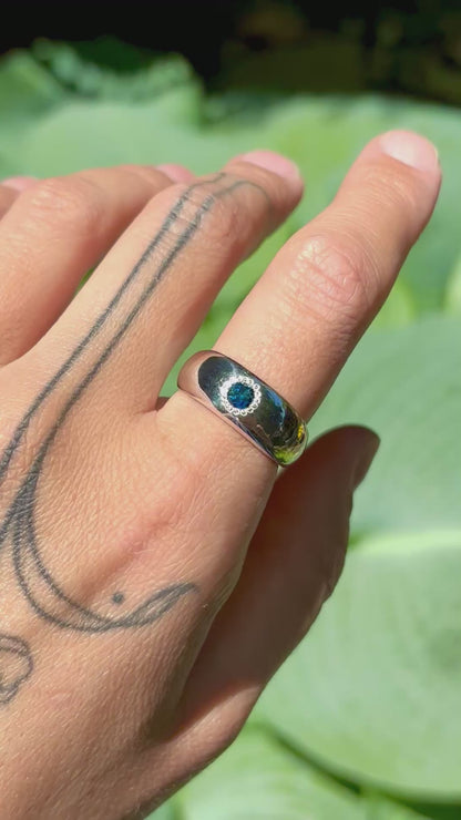 Sand Cast Sapphire Band - Size 8.5