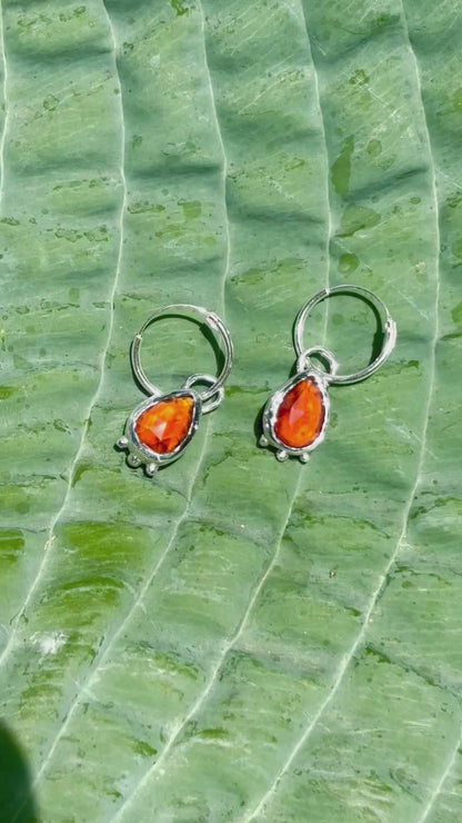 Glowy Garnet Bezel Earrings
