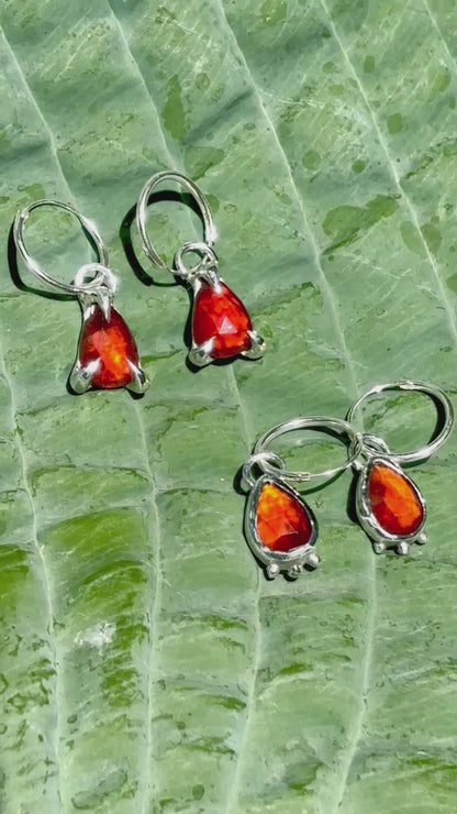 Glowy Garnet Claw Set Earrings