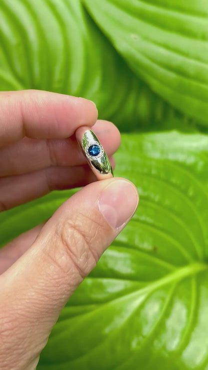 Mini Sand Cast Sapphire Dome Band - Size 5.25
