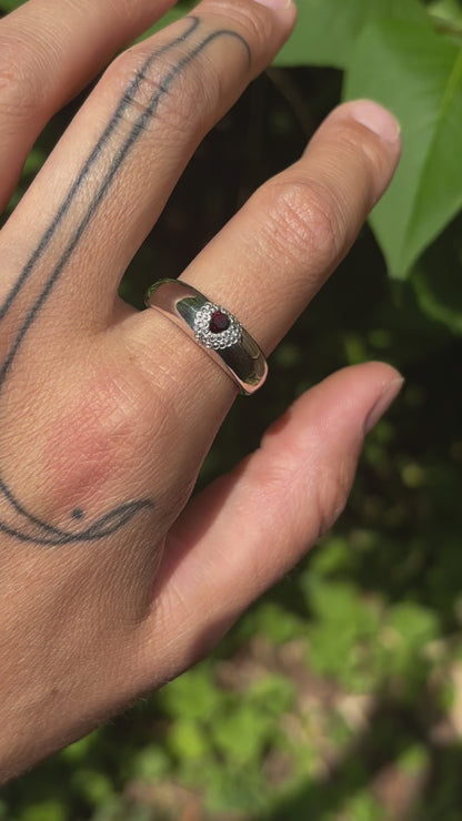 Garnet Dome Ring - Size 9.25